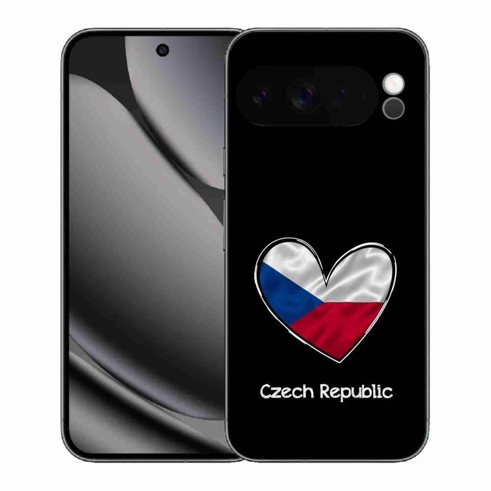 Gélový kryt mmCase na Google Pixel 10 Pro XL - vlajka srdca čierne pozadie