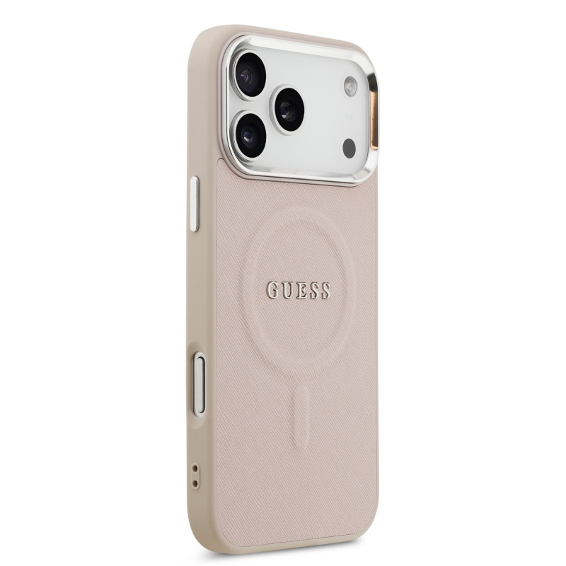 Guess PU Saffiano MagSafe zadný kryt pre iPhone 17 Pro Pink