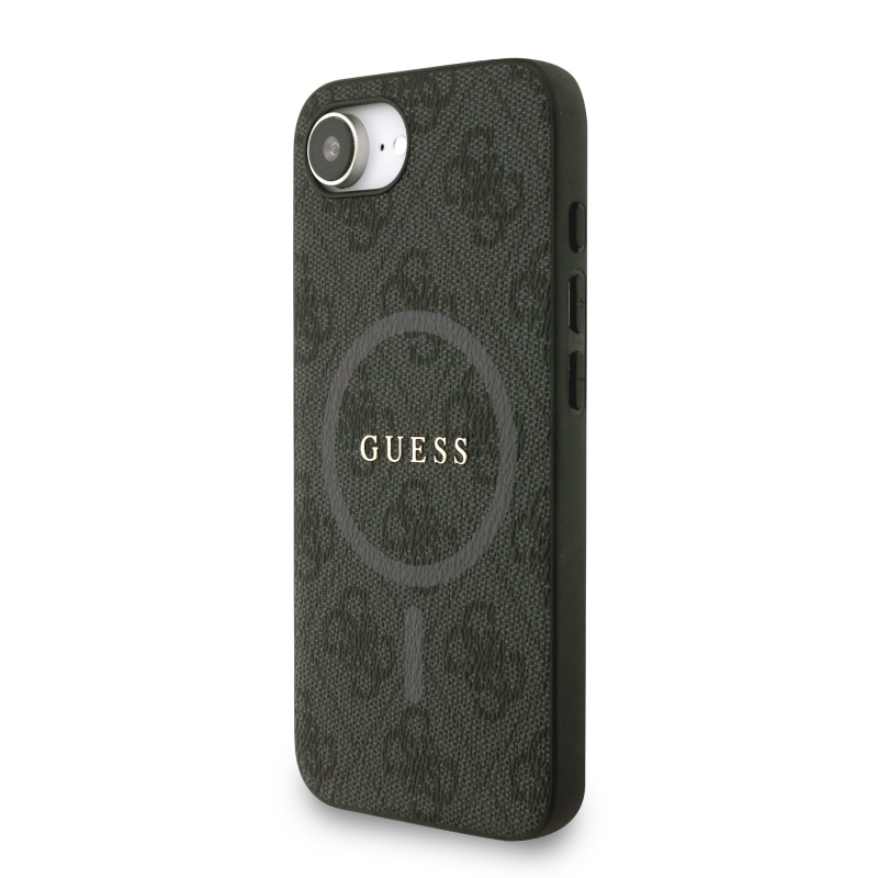 Guess PU Leather 4G Colored Ring Strap MagSafe Zadný Kryt pre iPhone 16e Black
