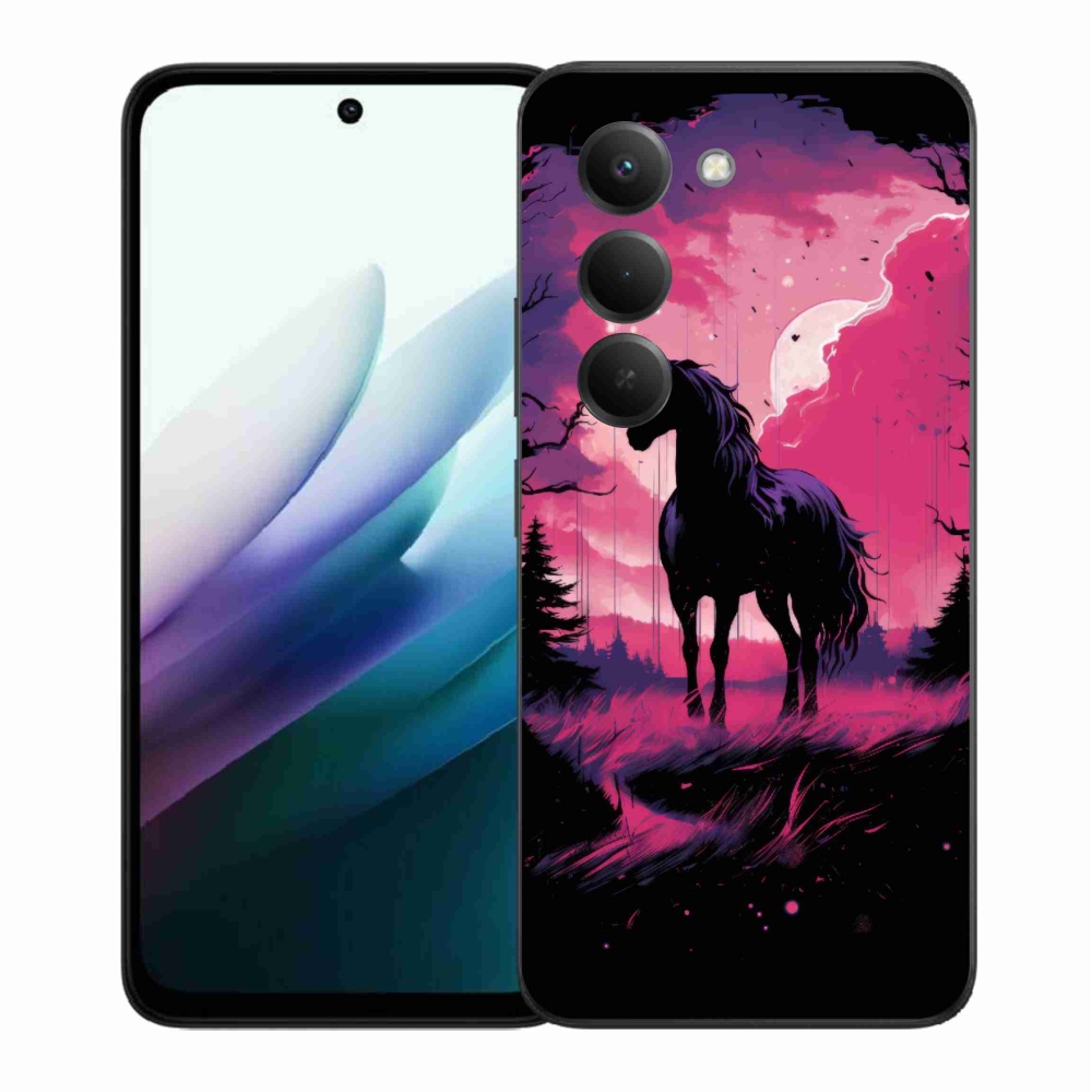 Gélový kryt mmCase na Xiaomi Redmi 15 4G/5G (171mm) - čierny kreslený kôň 1