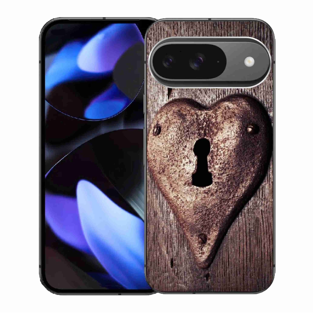 Gélový kryt mmCase na Google Pixel 9/9 Pro - zámok v tvare srdca