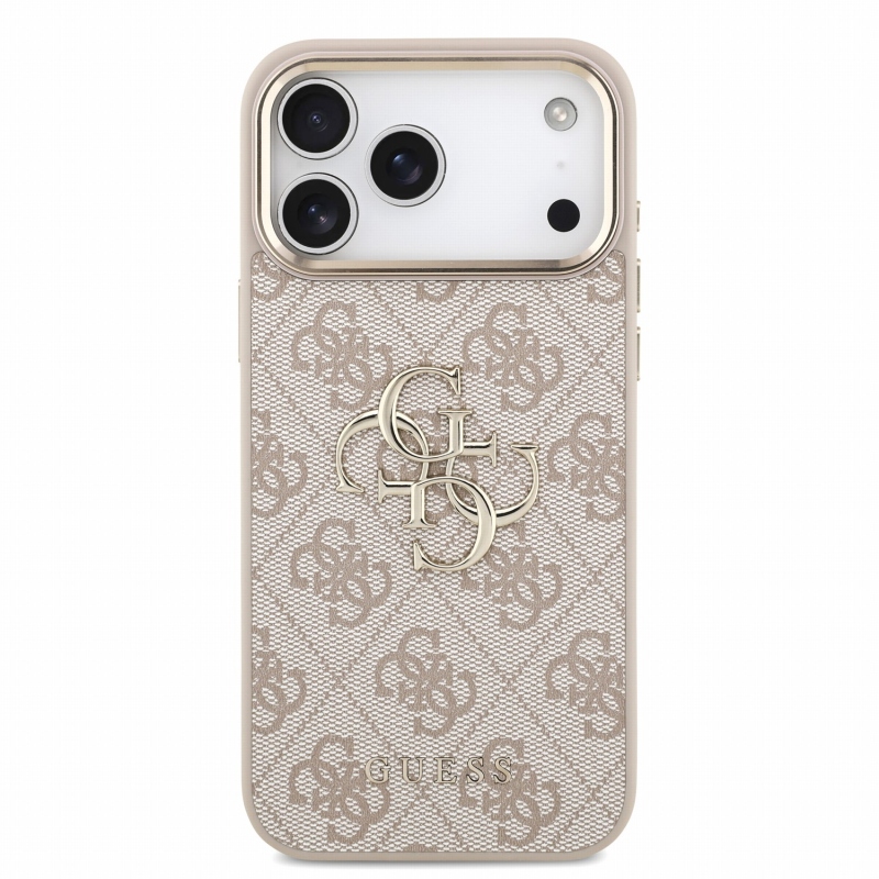 Guess PU 4G Metal Logo Strap – zadný kryt pre iPhone 18 Pro Max, ružový