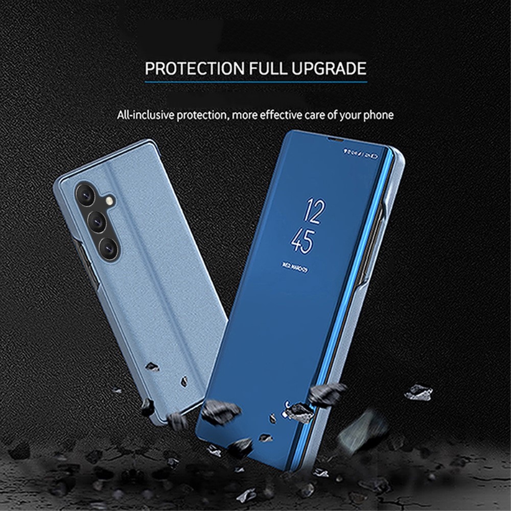 Clear zatvárací kryt s priehľadným predkom na Samsung Galaxy M55 5G - modrý