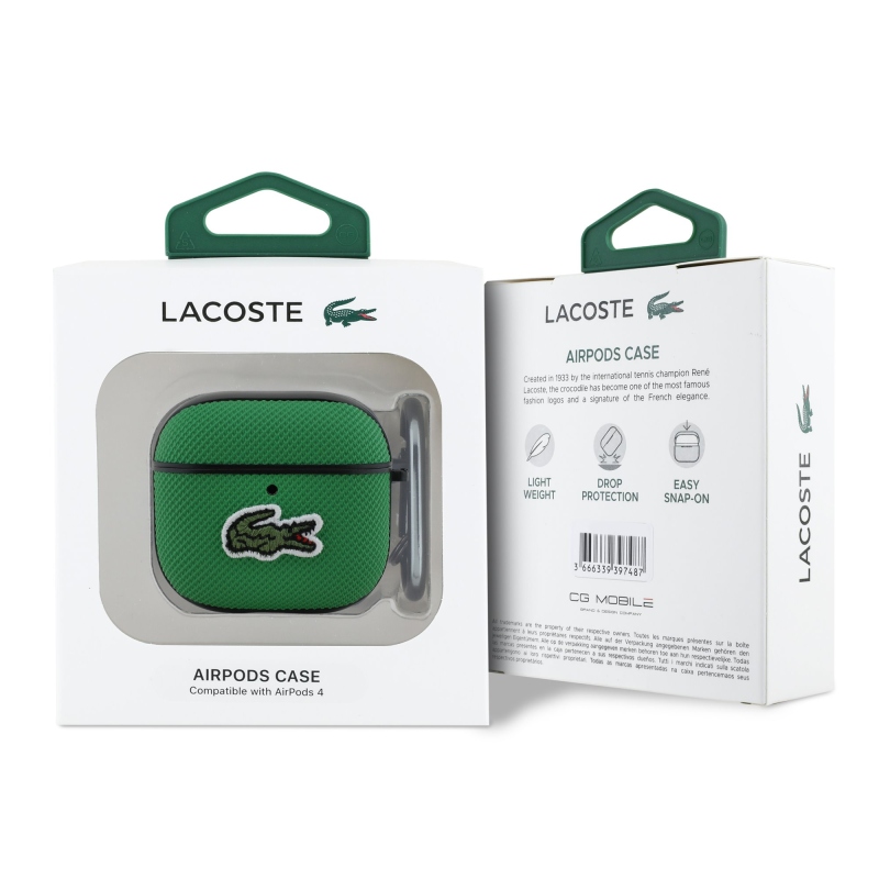Lacoste Petit Pique Croc Logo Patch Case pre AirPods 4 Green
