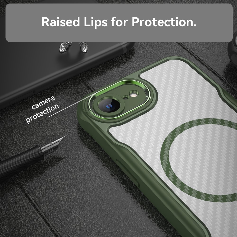 Texture odolný kryt s podporou MagSafe na iPhone 16e - zelený