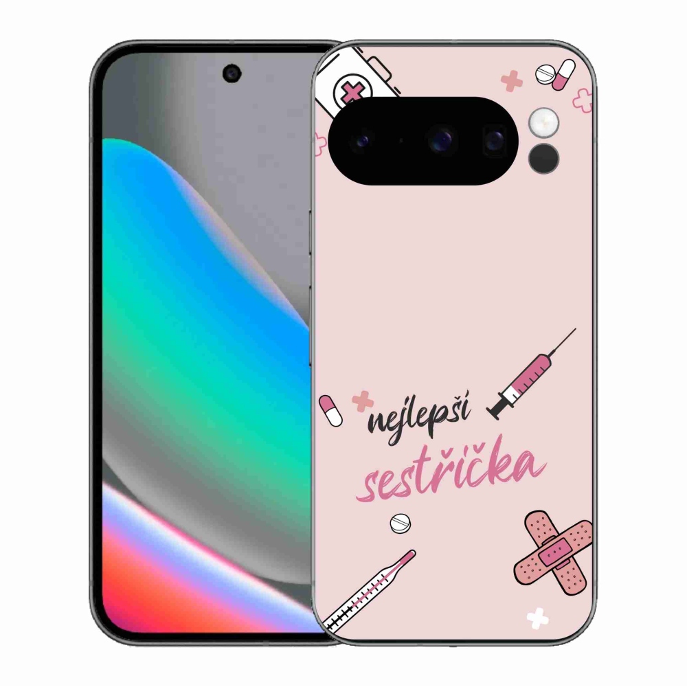 Gélový kryt mmCase na Google Pixel 10 Pro - najlepšia sestrička ružové pozadie