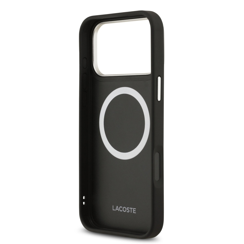 Lacoste PU kožený zadný kryt Champs Elysees MagSafe pre iPhone 17 Pro Max Black