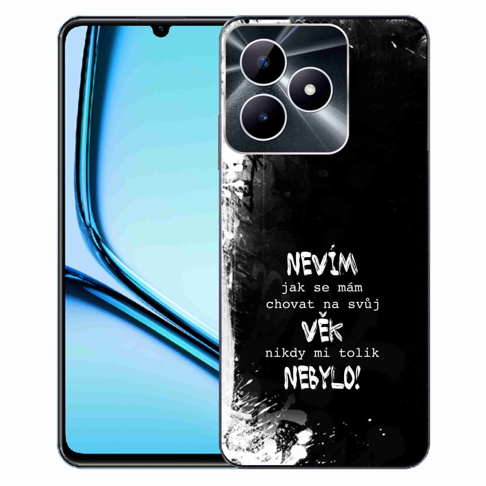 Gélový kryt mmCase na Realme Note 50 - vtipný text 14 čierne pozadie