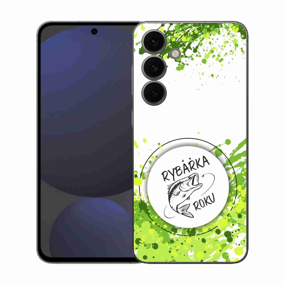 Gélový kryt mmCase na Samsung Galaxy S25 FE - rybárka roku biele pozadie