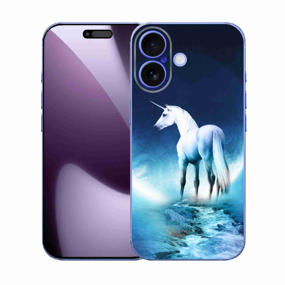 Gélový kryt mmCase na iPhone 17 - biely jednorožec