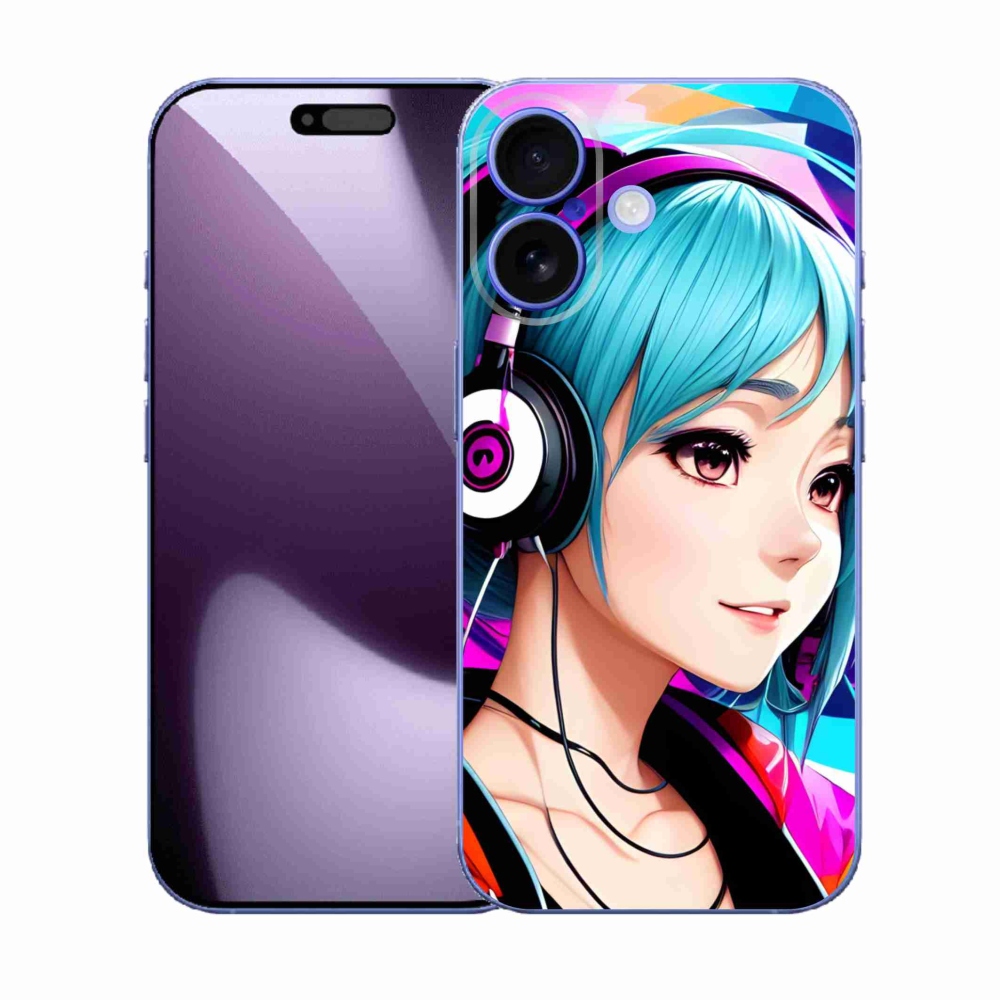 Gélový kryt mmCase na iPhone 17 - dievča so slúchadlami