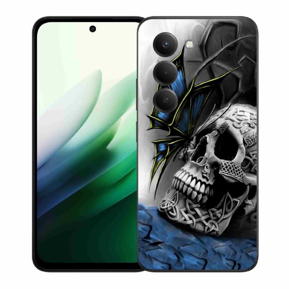 Gélový kryt mmCase na Xiaomi Redmi 15 5G (169mm) - motýľ a lebka