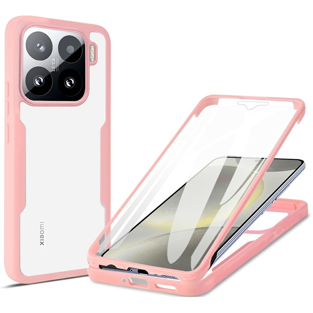 Acryl gélový obal s rámčekom pre ochranou displeja na Xiaomi 15 - ružový