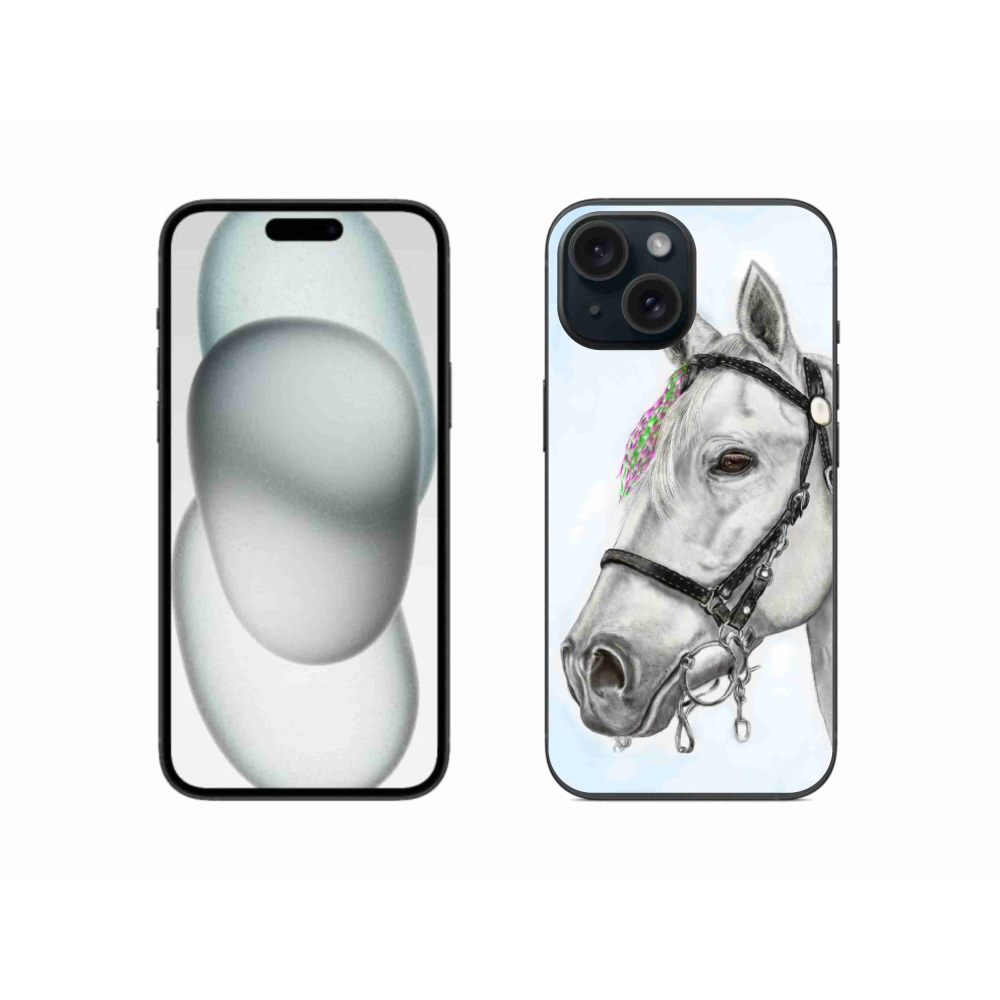 Gélový kryt mmCase na iPhone 15 - biely kôň 1
