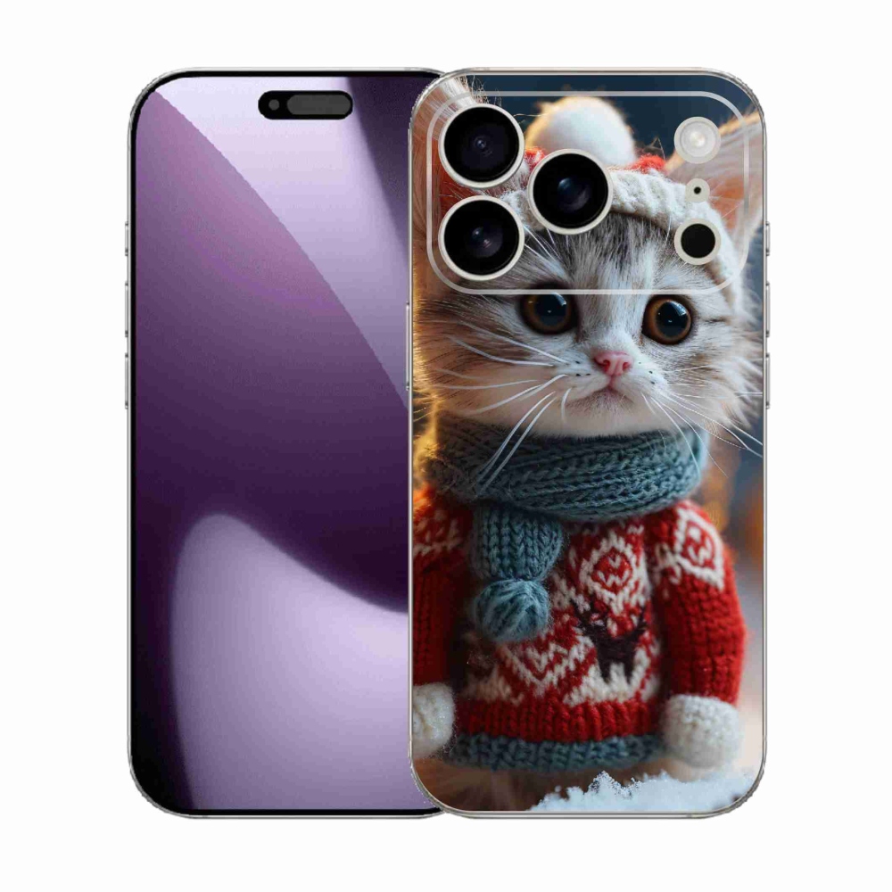 Gélový kryt mmCase na iPhone 17 Pro - mačiatko vo svetri