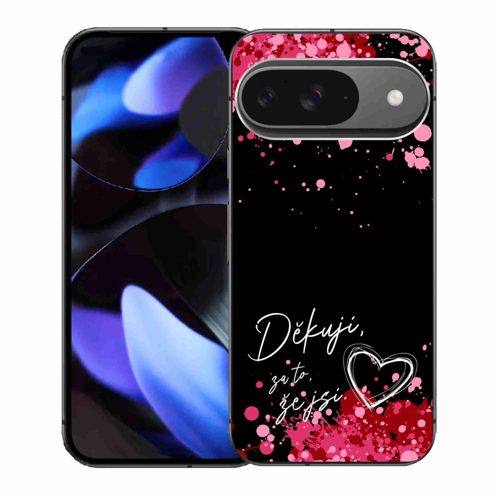 Gélový kryt mmCase na Google Pixel 9/9 Pro - zamilovaný text 2 čierne pozadie