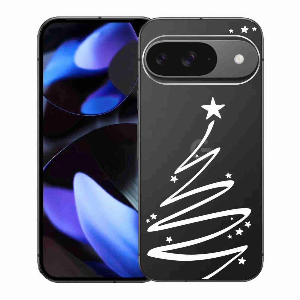 Gélový kryt mmCase na Google Pixel 9/9 Pro - biely stromček na priehľadnom pozadí