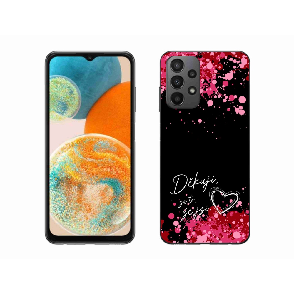 Gélový kryt mmCase na Samsung Galaxy A23 4G/5G - zamilovaný text 2 čierne pozadie
