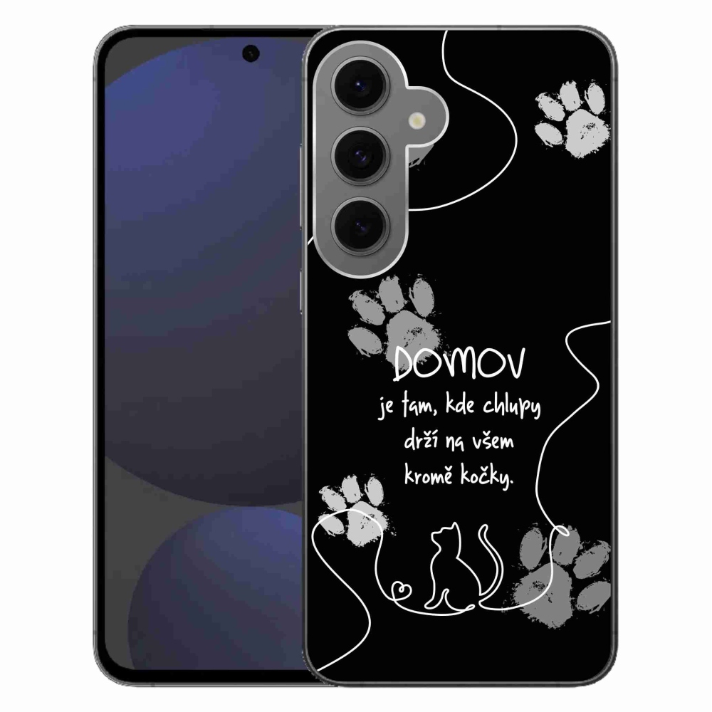 Gélový kryt mmCase na Samsung Galaxy S24 FE - mačacie motív čierne pozadie