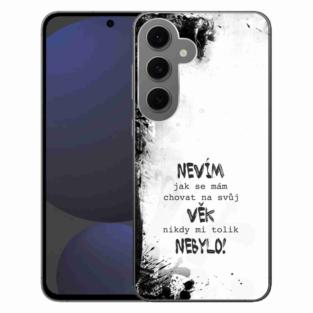 Gélový kryt mmCase na Samsung Galaxy S24 FE - vtipný text 14 biele pozadie