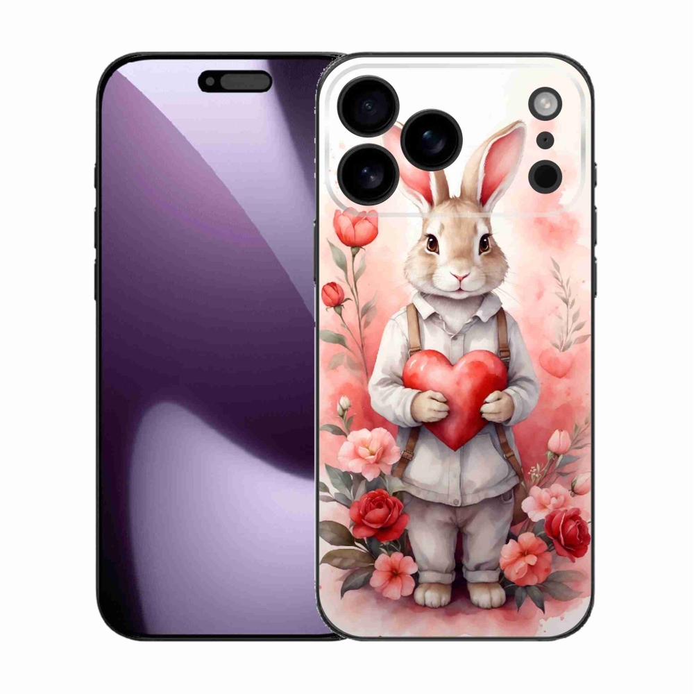 Gélový kryt mmCase na iPhone 17 Pro Max - zajac so srdiečkom
