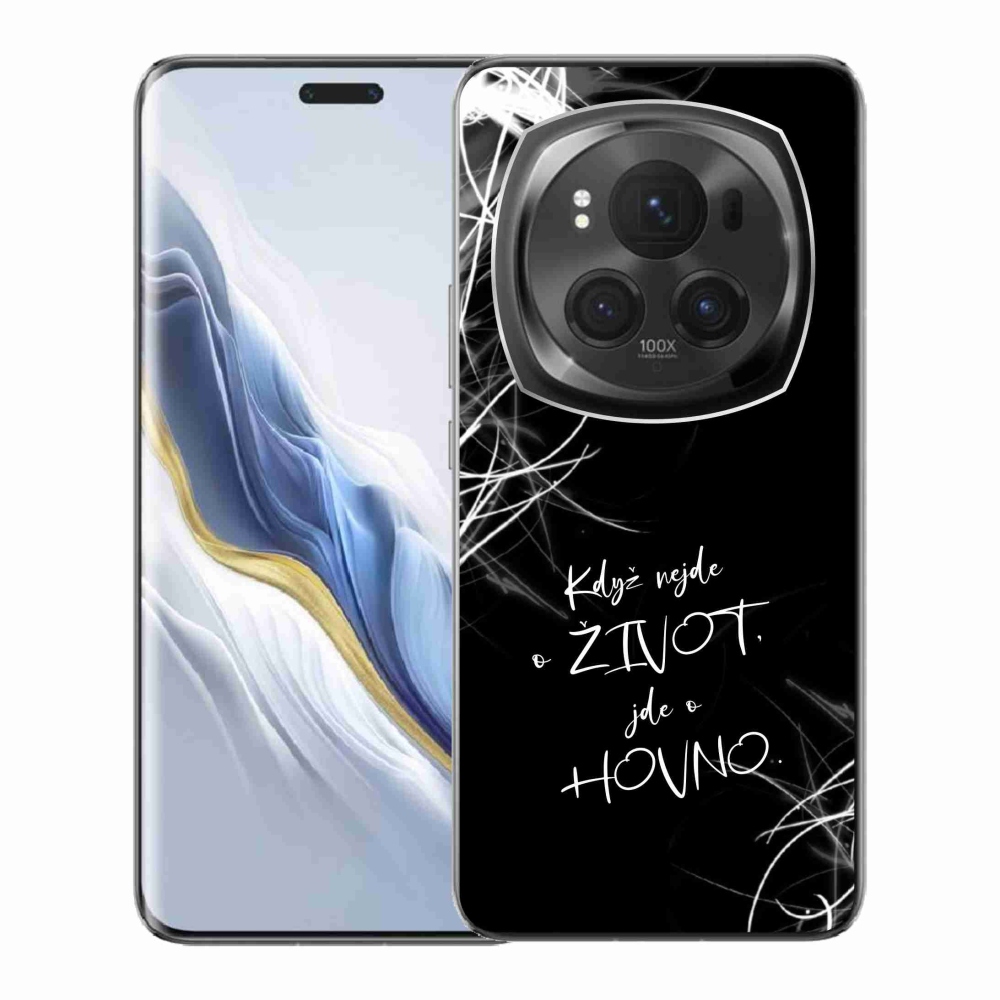 Gélový kryt mmCase na Honor Magic 6 Pro 5G - vtipný text 16 čierne pozadie
