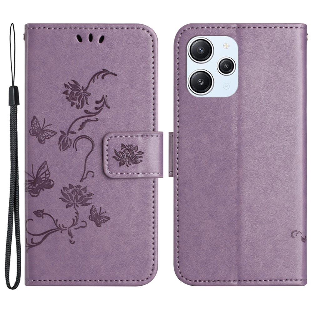 Flower knižkové puzdro na Xiaomi Redmi 12 4G/5G - svetlofialové