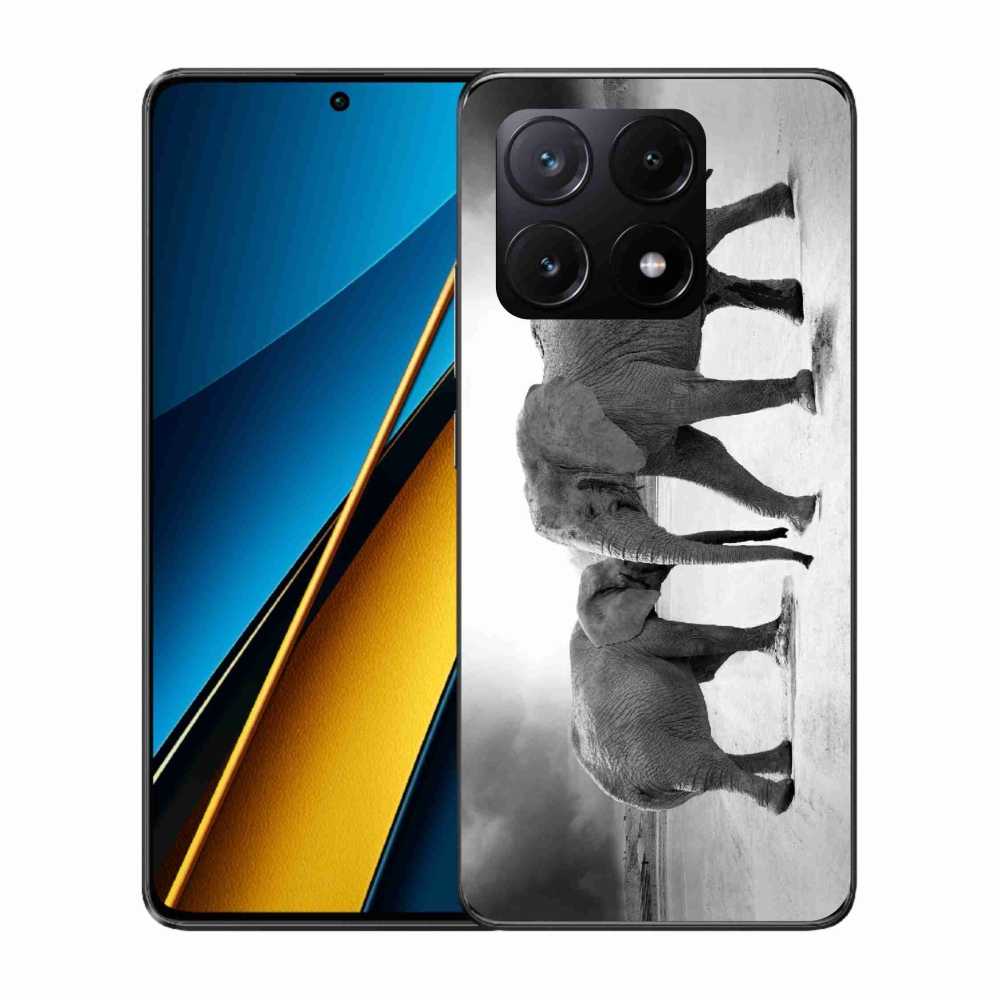 Gélový kryt mmCase na Xiaomi Poco X6 Pro 5G - čiernobieli slony