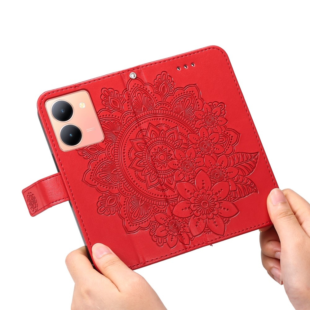 Floral knižkové puzdro na Vivo Y36 - červené