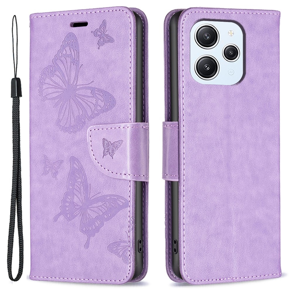 Butterfly knižkové puzdro na Xiaomi Redmi 12 4G/5G - fialové