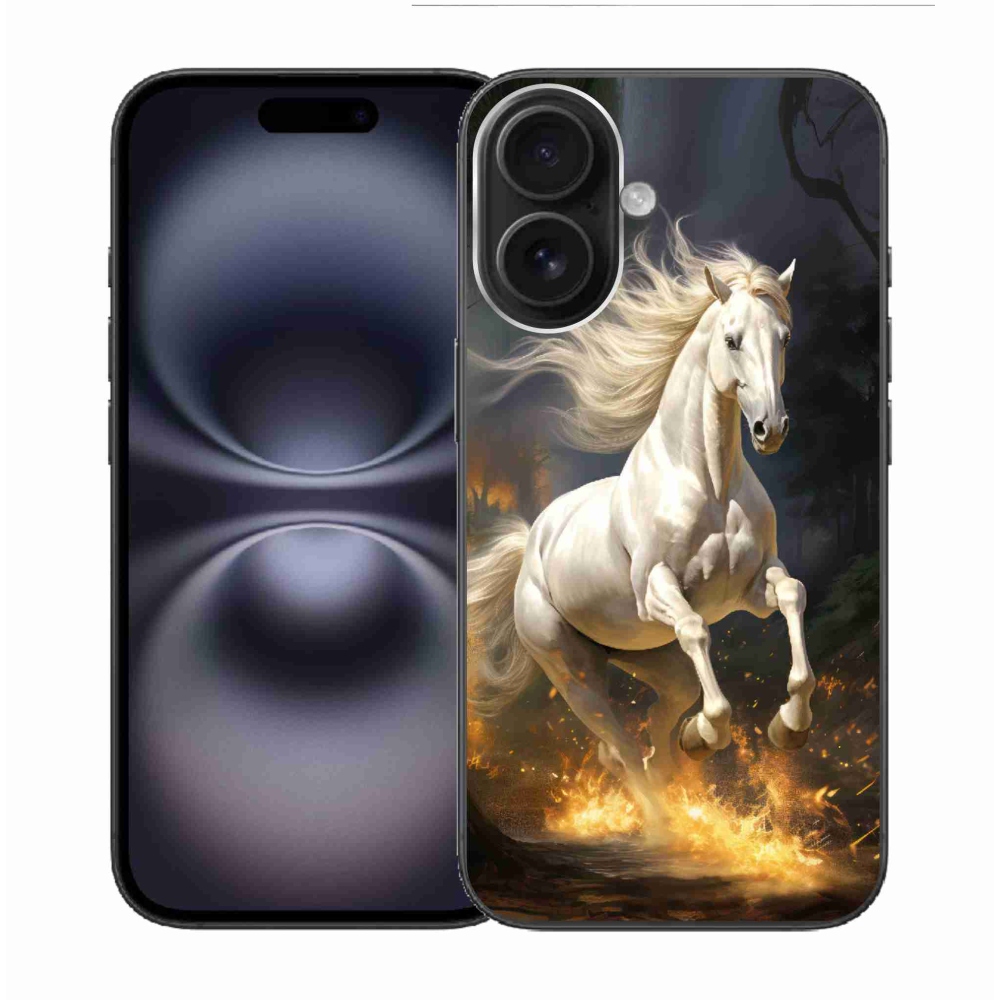 Gélový kryt mmCase na iPhone 16 - biely kôň 2