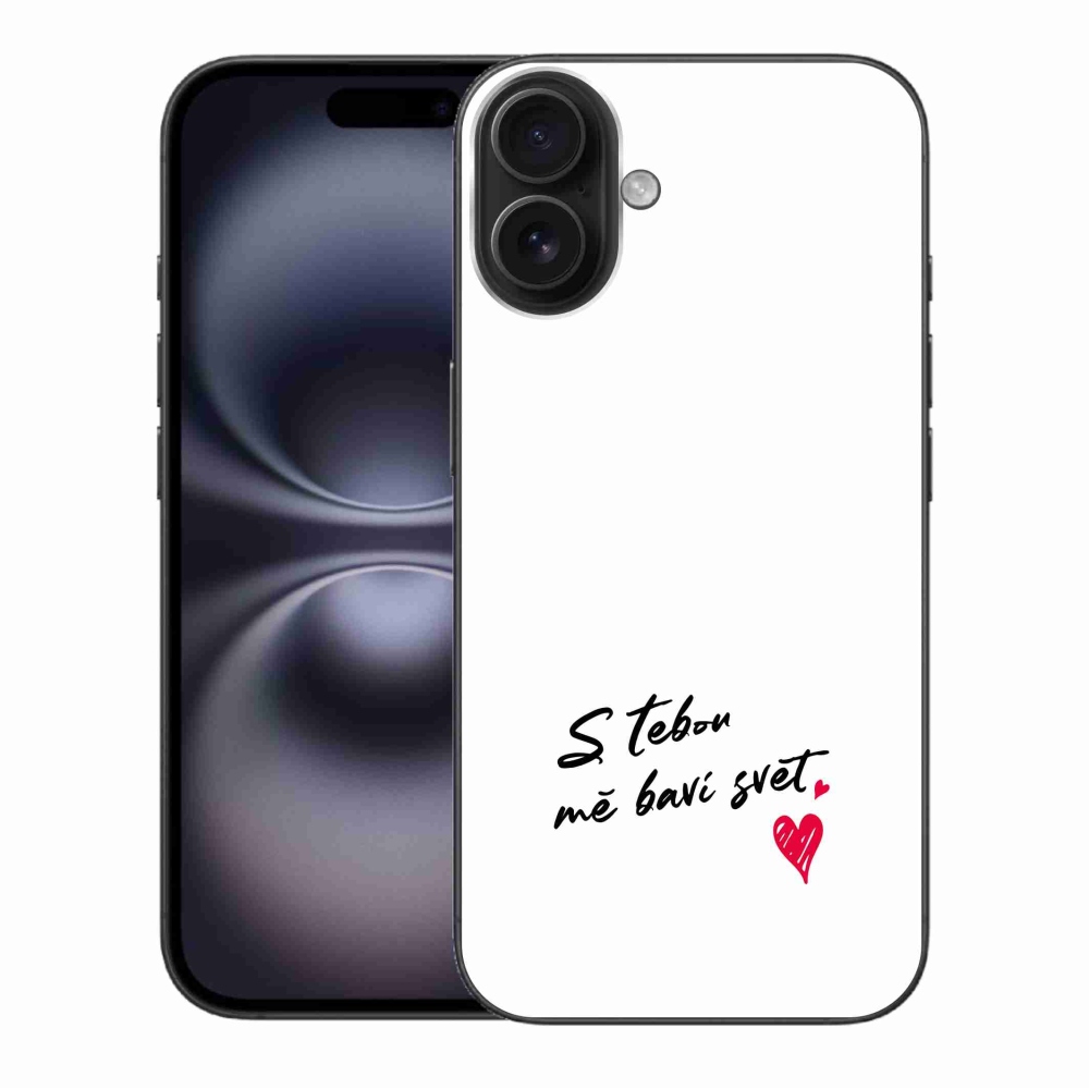 Gélový kryt mmCase na iPhone 16 Plus - zamilovaný text 1 biele pozadie