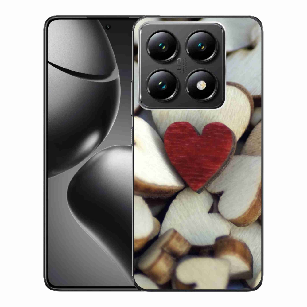 Gélový kryt mmCase na Xiaomi 14T Pro - gravírované červené srdce