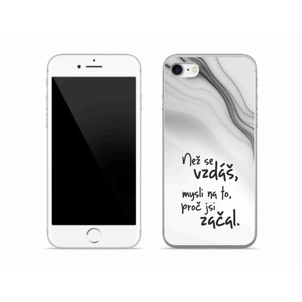 Gélový kryt mmCase na iPhone SE (2022) - citát 2 biele pozadie