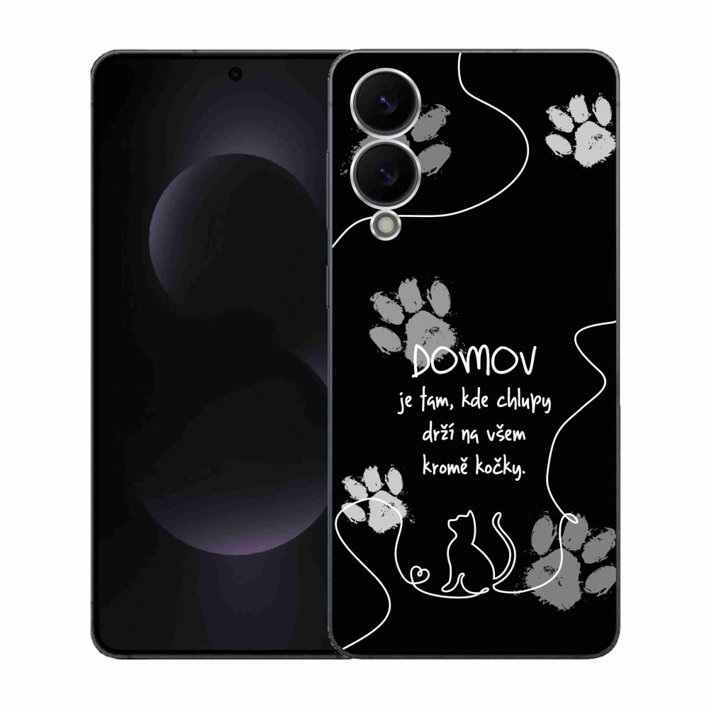 Gélový kryt mmCase na Samsung Galaxy S25 Edge - mačacie motív čierne pozadie