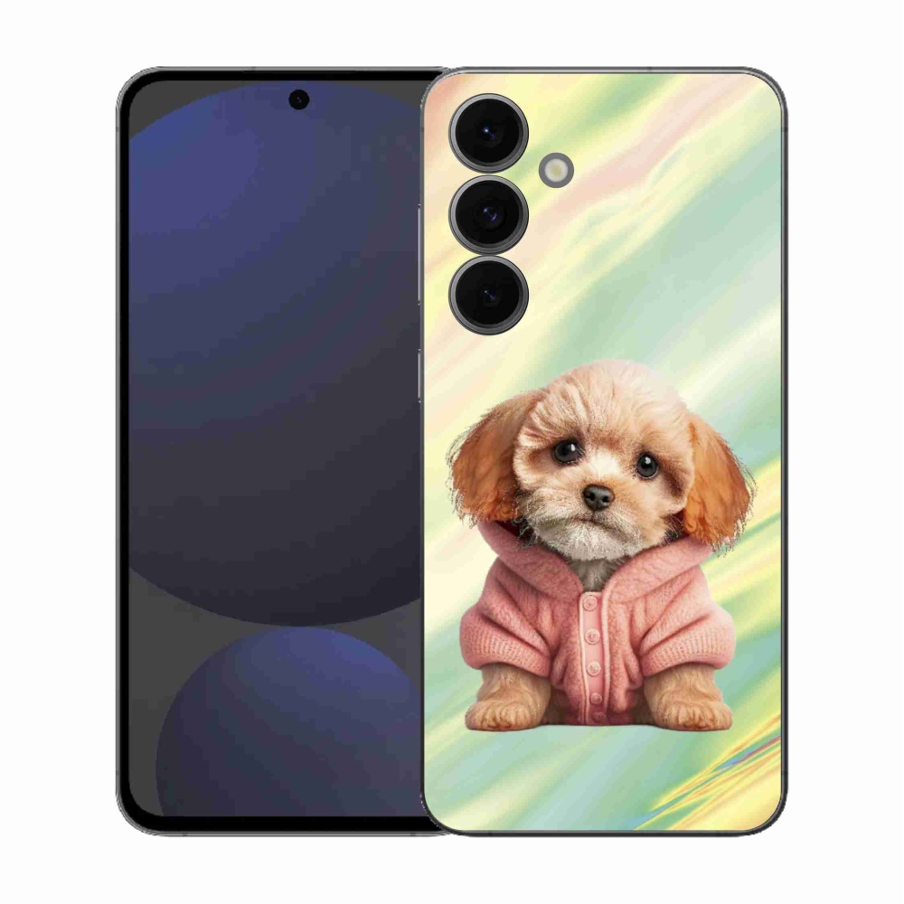 Gélový kryt mmCase na Samsung Galaxy S25 FE - šteňa vo svetri