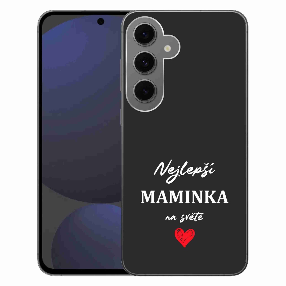 Gélový kryt mmCase na Samsung Galaxy S24 FE - najlepšia mamička 1 čierne pozadie
