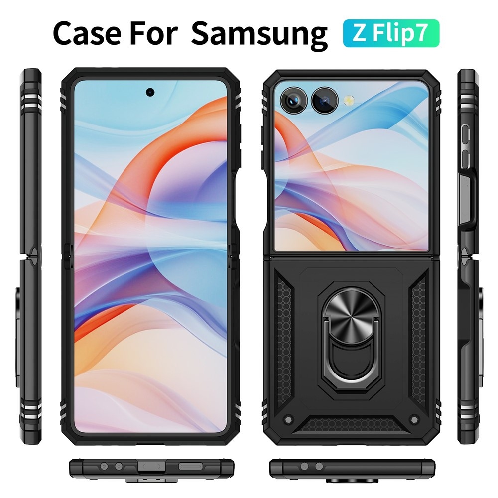 Ring odolný kryt na Samsung Galaxy Z Flip7 5G - čierny