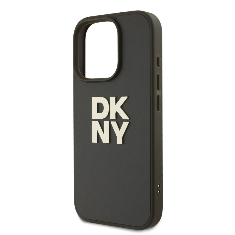 DKNY PU Leather Stack Logo Wrist Strap Zadný Kryt pre iPhone 16 Pro Max Green