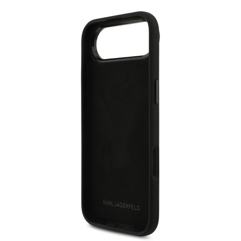 Karl Lagerfeld Liquid Silicone Metal Ikonik Zadný Kryt pre iPhone Air Black