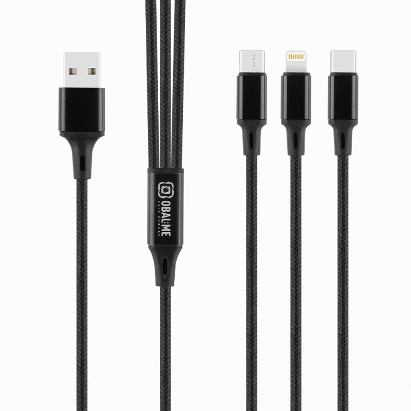 BALENIE:ME 3v1 AllConnect Fast Charge USB-A/USB-C, Lightning, Micro-USB kábel 1,2 m čierny