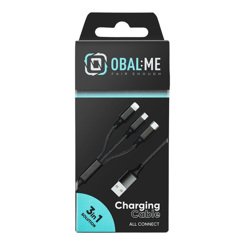 BALENIE:ME 3v1 AllConnect Fast Charge USB-A/USB-C, Lightning, Micro-USB kábel 1,2 m čierny