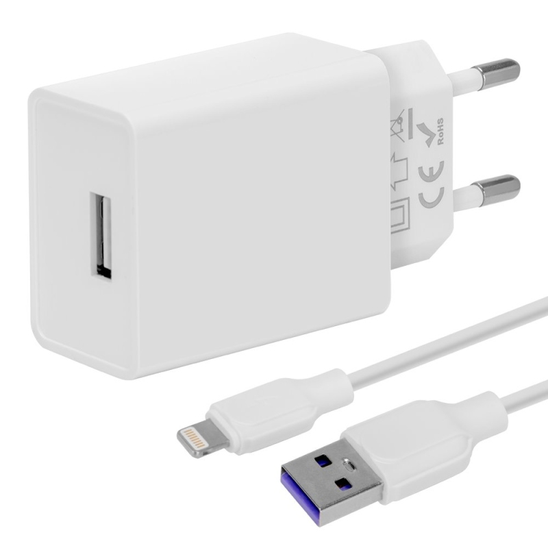 Obal:Me Cestovná Nabíjačka USB-A 10W + USB-A/Lightning Kábel 1m White