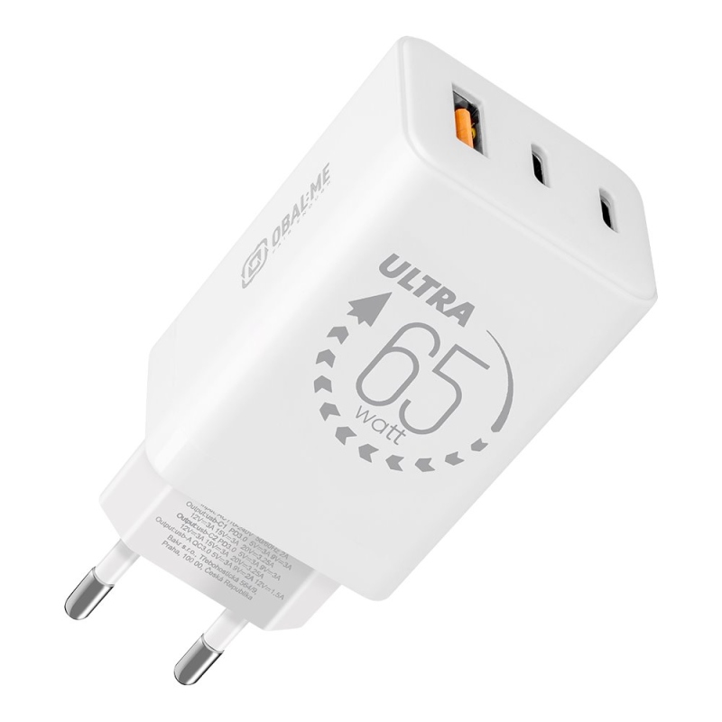 BALENIE:Cestovná nabíjačka ME GaN USB-A + 2xUSB-C 65W biela
