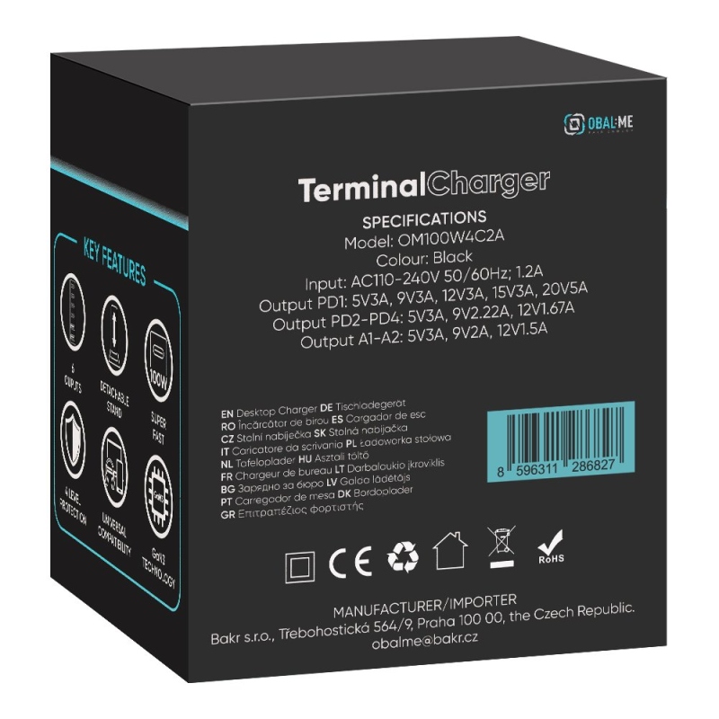 BALENIE:ME Terminal GaN stolová nabíjačka 4C2A 100W čierna