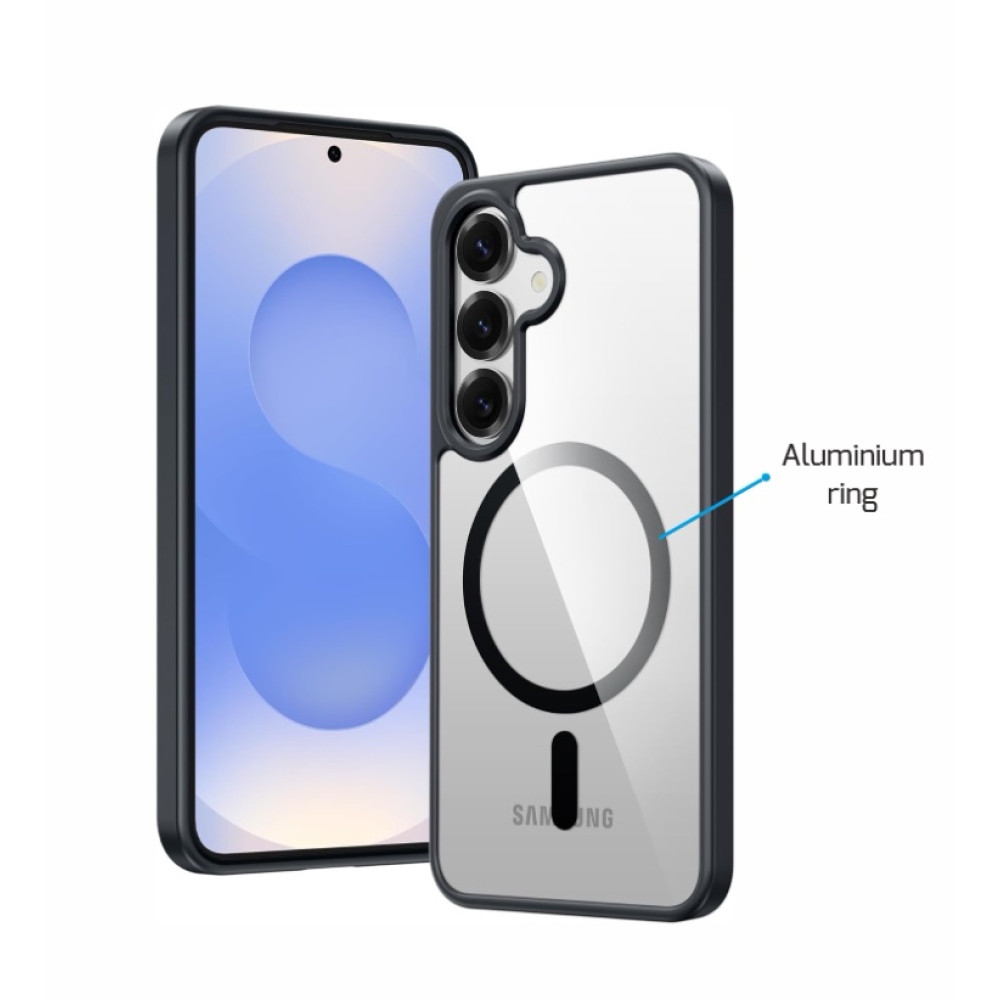 Obal SWISSTEN Clear Jelly MagStick Metallic na Samsung Galaxy S26 - čierny