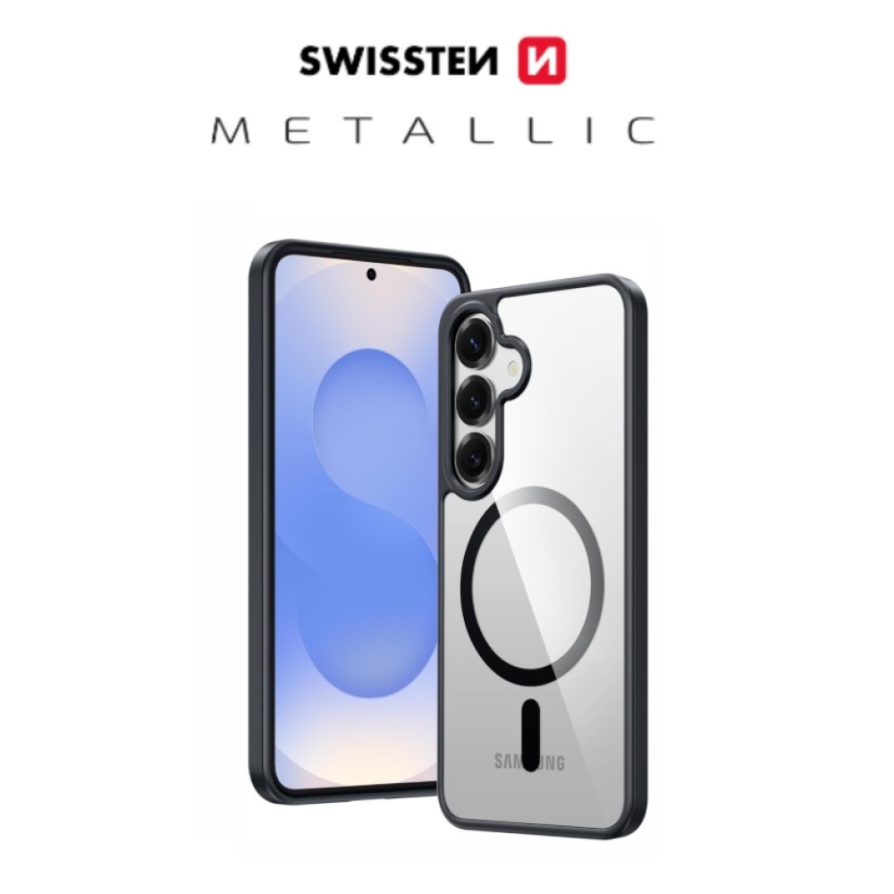 Obal SWISSTEN Clear Jelly MagStick Metallic na Samsung Galaxy S26 - čierny