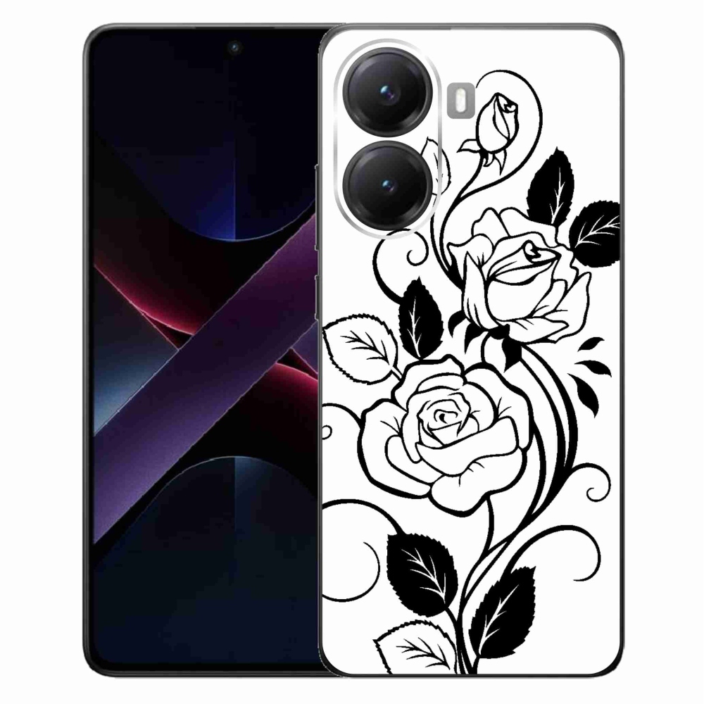 Gélový kryt mmCase na Xiaomi Poco X7 Pro 5G - čiernobiela ruža