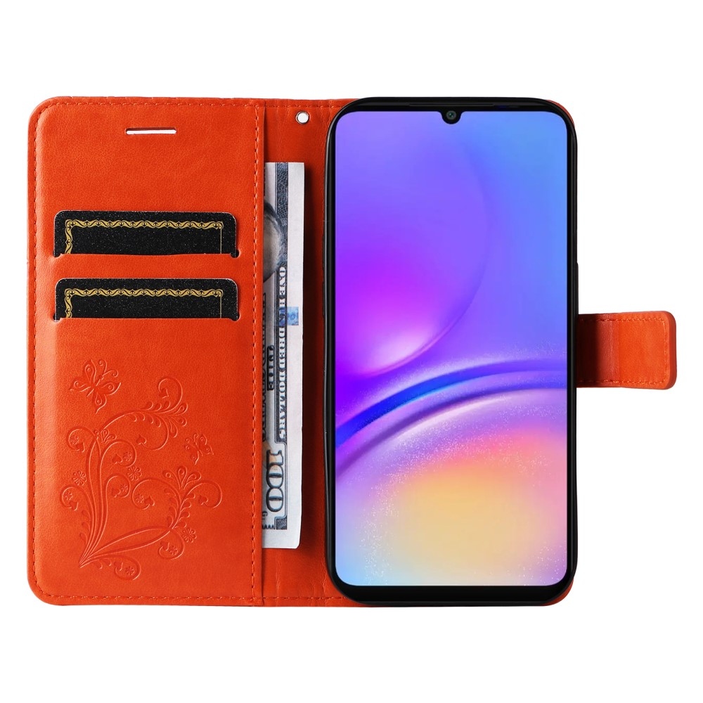 Big Butterfly knižkové púzdro na Samsung Galaxy A06 4G - oranžové