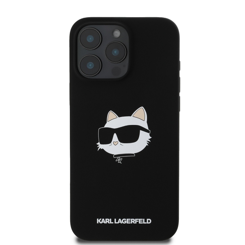 Karl Lagerfeld Liquid Silicone Choupette Head MagSafe Zadný Kryt pre iPhone 16 Pro Black